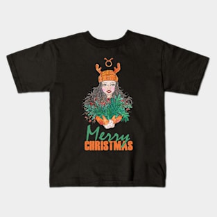 Merry Christmas Taurus Winter Holidays Kids T-Shirt